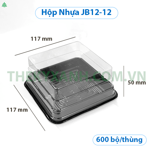 Hộp Bánh Nhựa PET JB12-12 - Hộp bánh kem, Hộp bánh bông lan, Hộp bánh Trung Thu, Hộp bánh Tiramisu