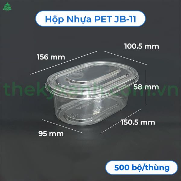Hộp Nhựa PET JB-11 - Hộp nhựa đựng bánh oval