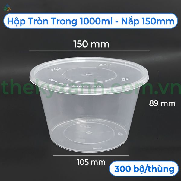 Tô Tròn 1000ml + Nắp Đựng Canh, Súp, Mì, Bún, Hủ Tíu, Phở,...