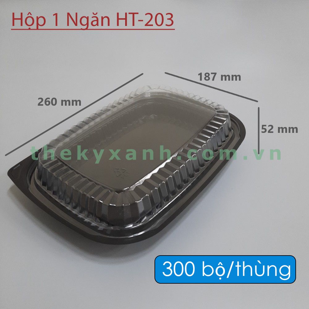 Khay nhựa đế đen HT-203, Hộp Nhựa HT-203 / Hộp sushi, mì ý, trái cây