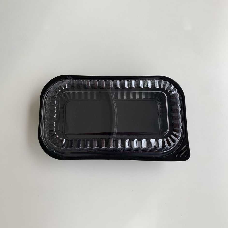 Khay nhựa đế đen HT-17, Hộp Nhựa HT-17 - Khay 2 Ngăn Đều (Hộp đựng cơm, trái cây)