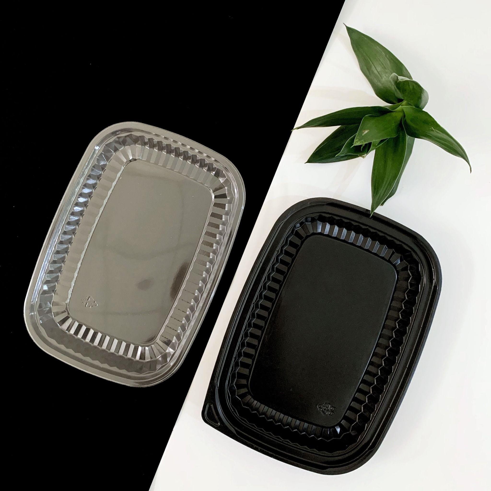 Khay nhựa đế đen HT-203, Hộp Nhựa HT-203 / Hộp sushi, mì ý, trái cây