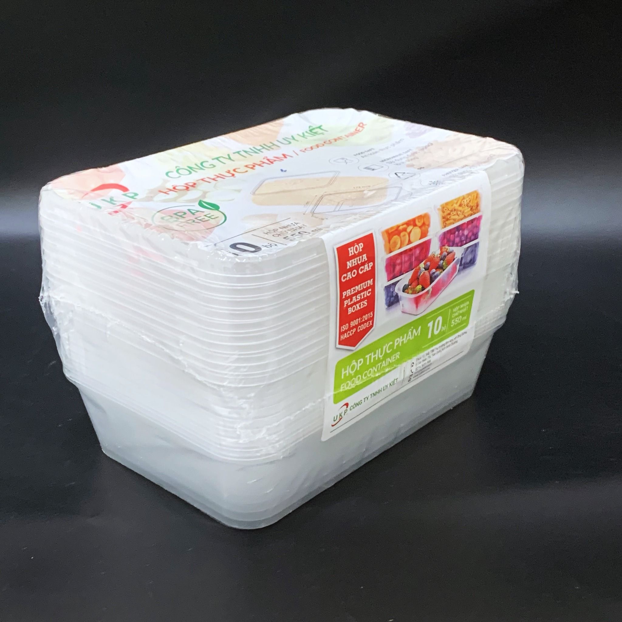 Hộp Chữ Nhật Microwave 550ml + Nắp Trong Đựng Cơm, Bánh