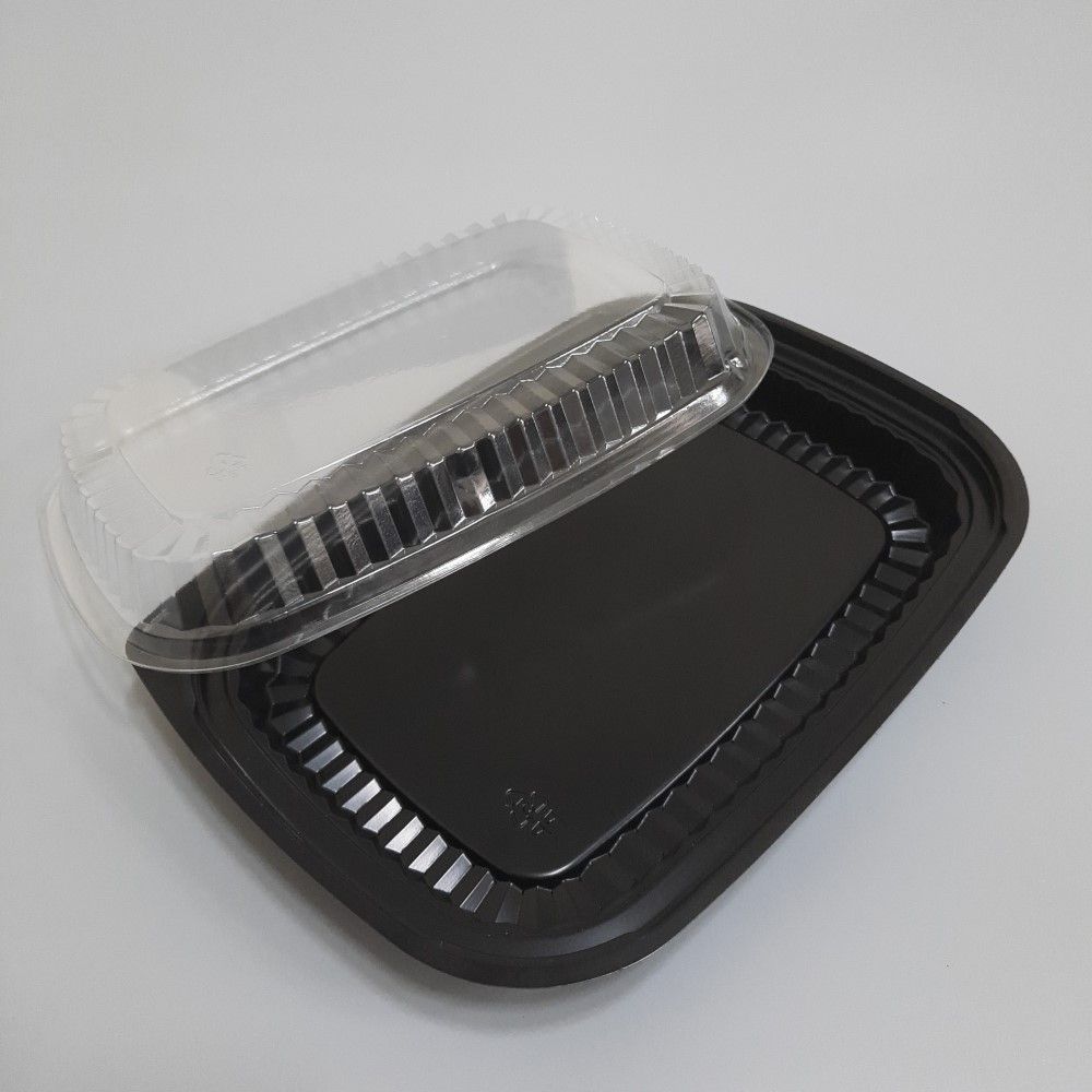 Khay nhựa đế đen HT-203, Hộp Nhựa HT-203 / Hộp sushi, mì ý, trái cây