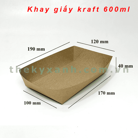Khay giấy kraft 600ml / Khay giấy đựng thực phẩm, trái cây