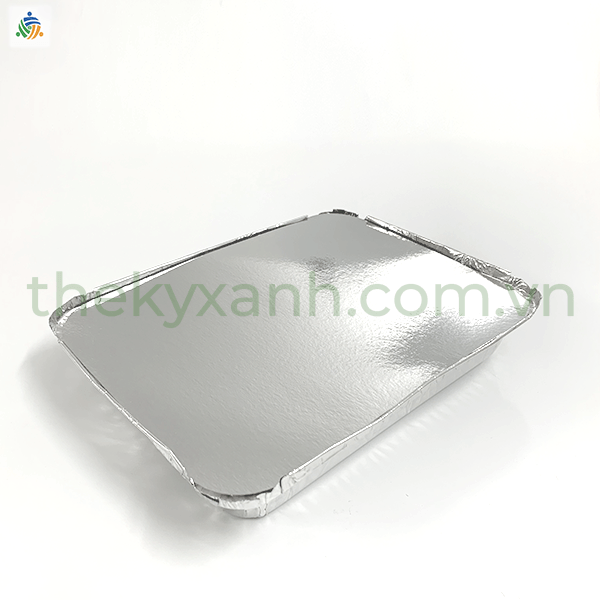 Khay Nhôm Chữ Nhật 3 Ngăn 800ml Kèm Nắp Giấy - Khay nhôm nướng, hấp các loại bánh, thịt, cá, rau củ...