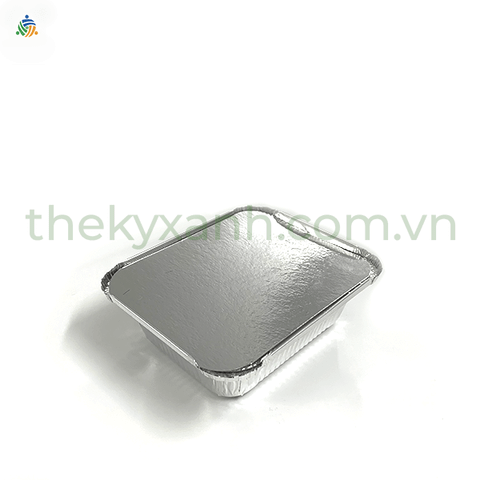 Khay Nhôm Chữ Nhật 450ml Kèm Nắp Giấy - Khay nhôm nướng, hấp các loại bánh, thịt, cá, rau củ...