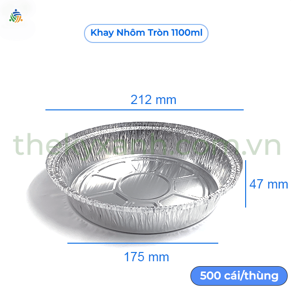 Khay Nhôm Tròn 1100ml - Khay nhôm nướng, hấp các loại bánh, thịt, cá, rau củ...