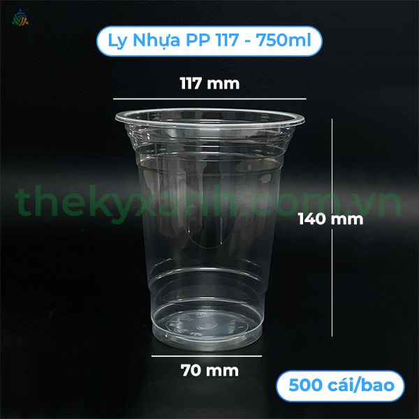 Ly Nhựa PP117 - 750ml Đựng Trà Sữa, Trái Cây, Nước Mía, Trà Tắc