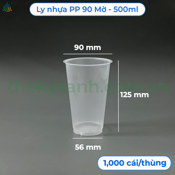 Ly Nhựa PP 90 Mờ - 500ml Nắp Tim Đựng Trà Sữa, Sinh Tố, Nước Ép, Rau Má