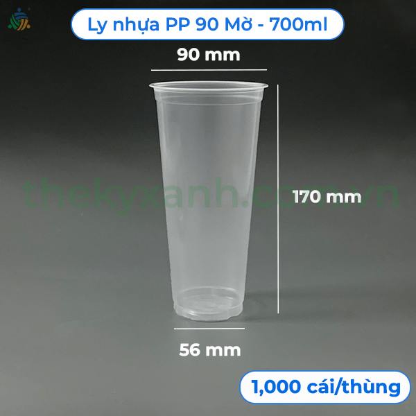 Ly Nhựa PP 90 Mờ - 700ml Nắp Tim Đựng Trà Sữa, Sinh Tố, Nước Ép, Rau Má