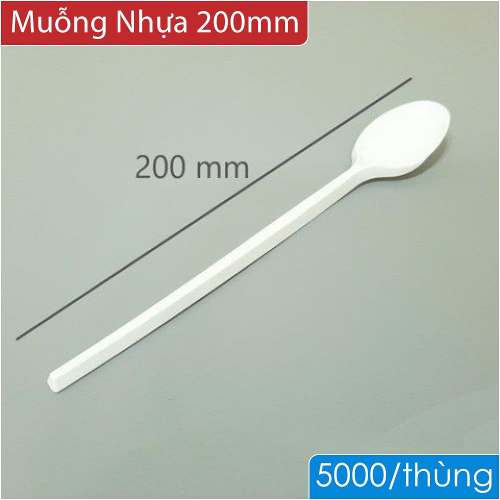 Muỗng Nhựa Trà Sữa Trắng Dài 20cm (SP-200)