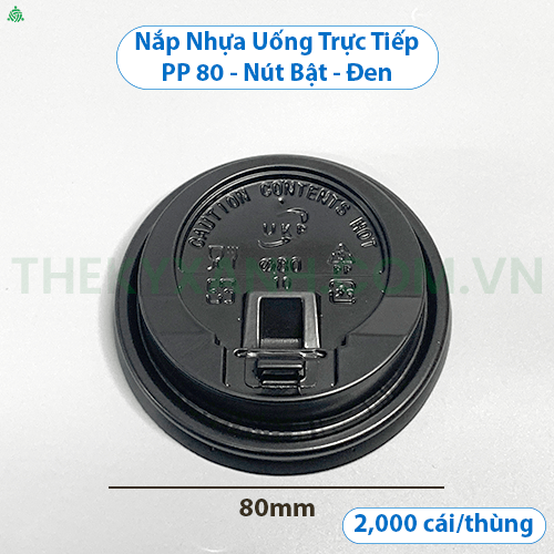Nắp uống trực tiếp PP 80 Đen - Nút Bật
