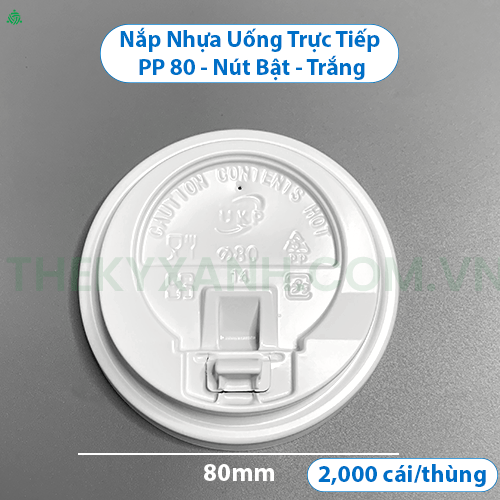 Nắp uống trực tiếp PP 80 Trắng - Nút Bật