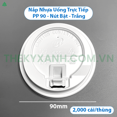Nắp uống trực tiếp PP 90 Trắng - Nút Bật