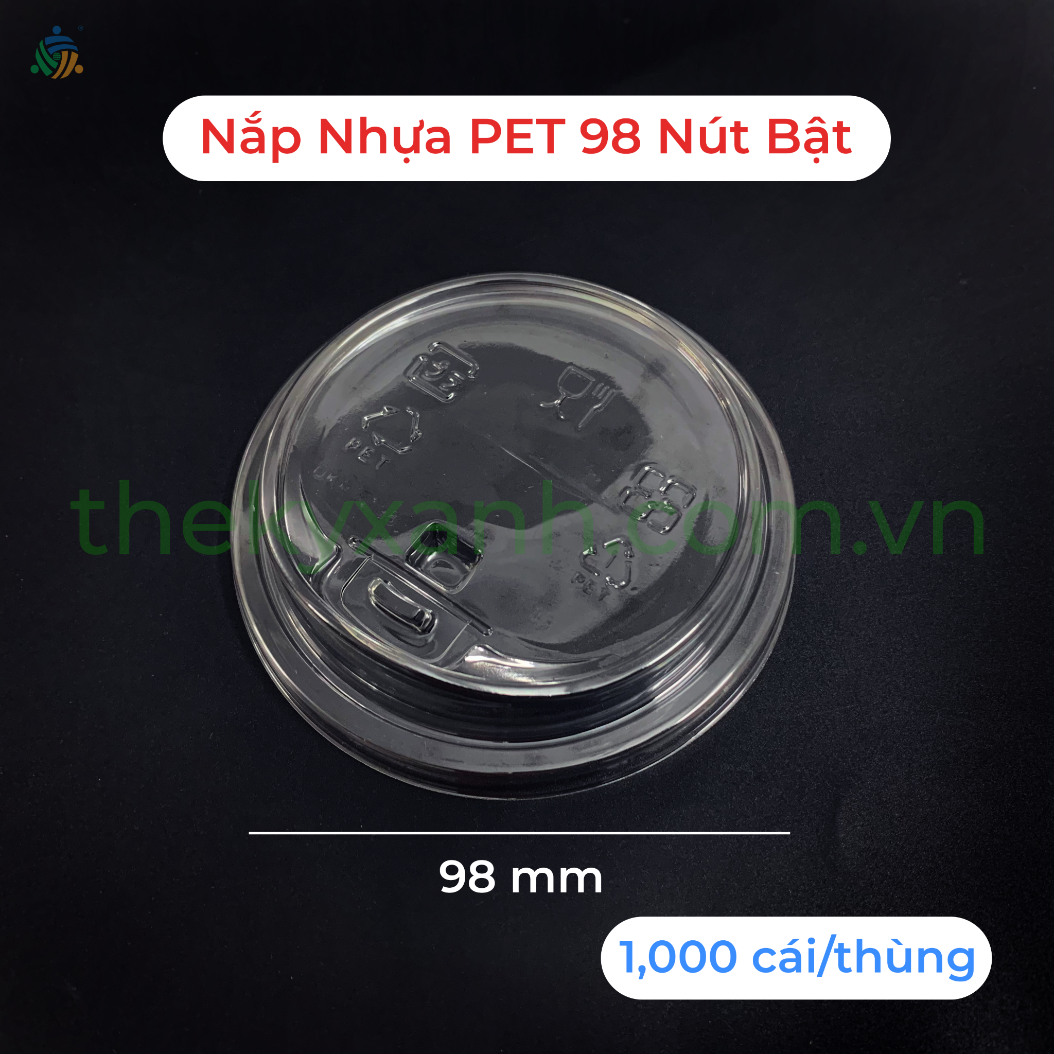 Nắp Nhựa PET 98 Nút Bật - Nắp Nhựa Không Dùng Ống Hút