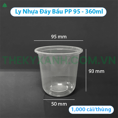 Ly Nhựa Đáy Bầu PP95 - 360ml - Ly Cafe, Trà Sữa, Nước Ép