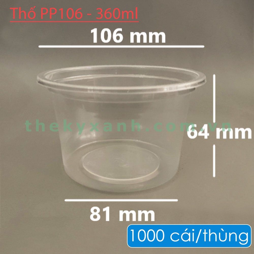 Thố Nhựa PP106 - 360ml Đựng Cháo Dinh Dưỡng, Súp, Canh, Sốt,...
