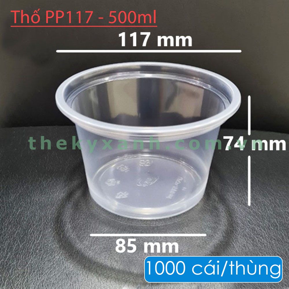 Thố Nhựa PP117 - 500ml Đựng Cháo Dinh Dưỡng, Súp, Canh, Sốt,...