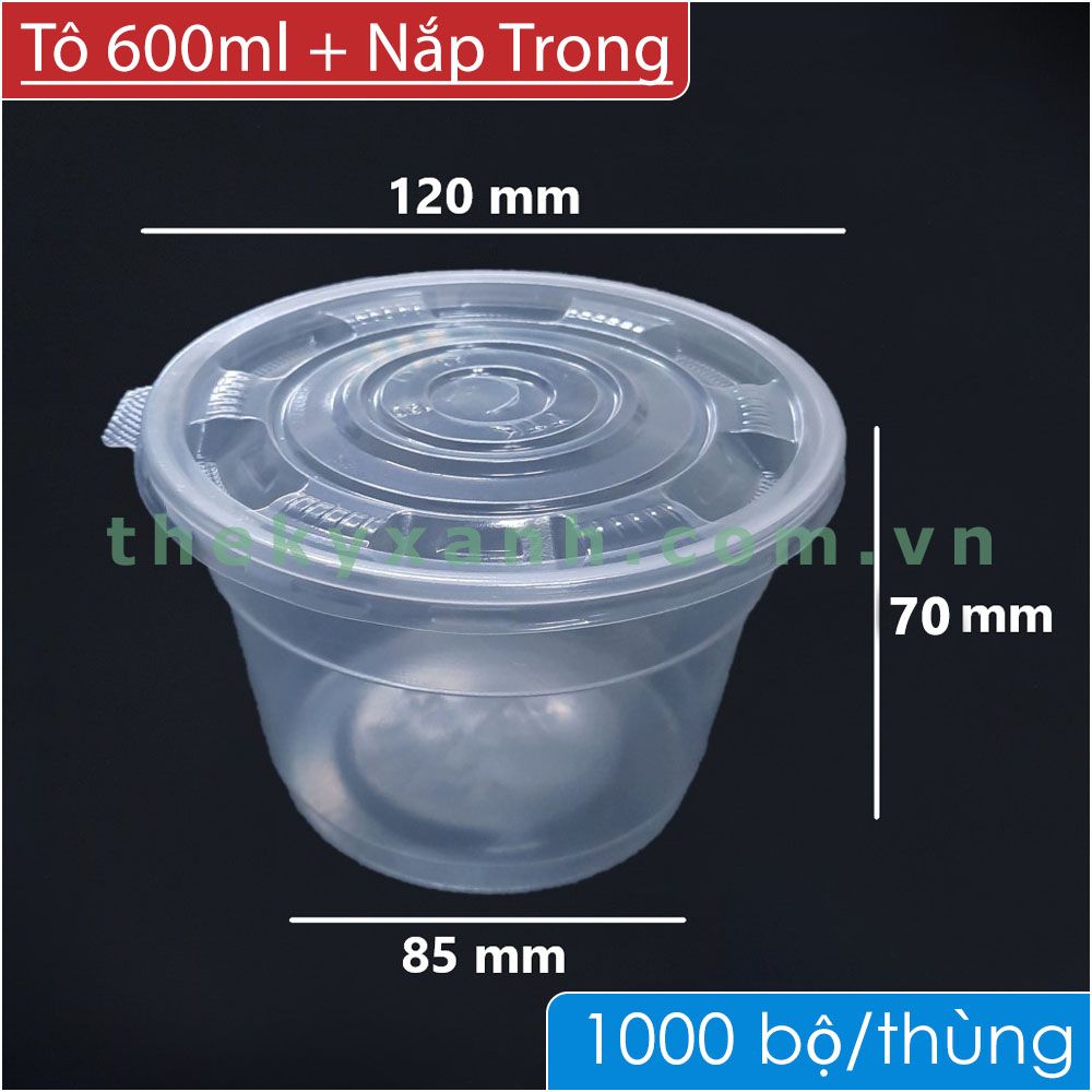 Tô Nhựa Trong PP 120 x 70 - 600ml Đựng Canh, Súp, Mì, Bún, Hủ Tíu, Phở,...