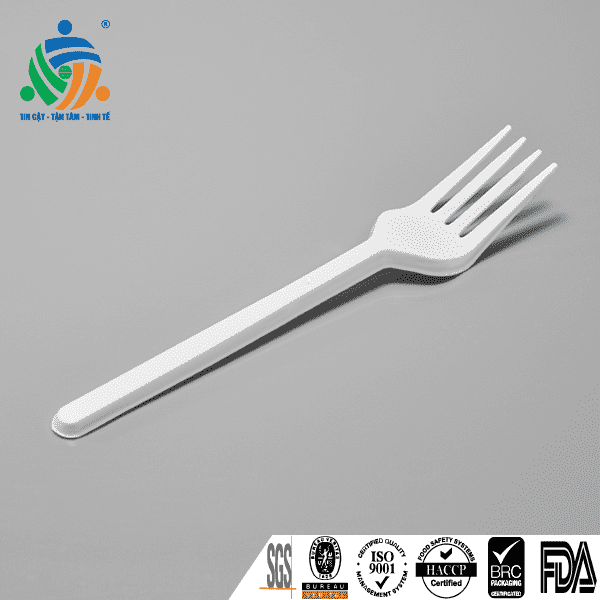 Nĩa Nhựa Trắng Dùng 1 Lần Dài 15cm