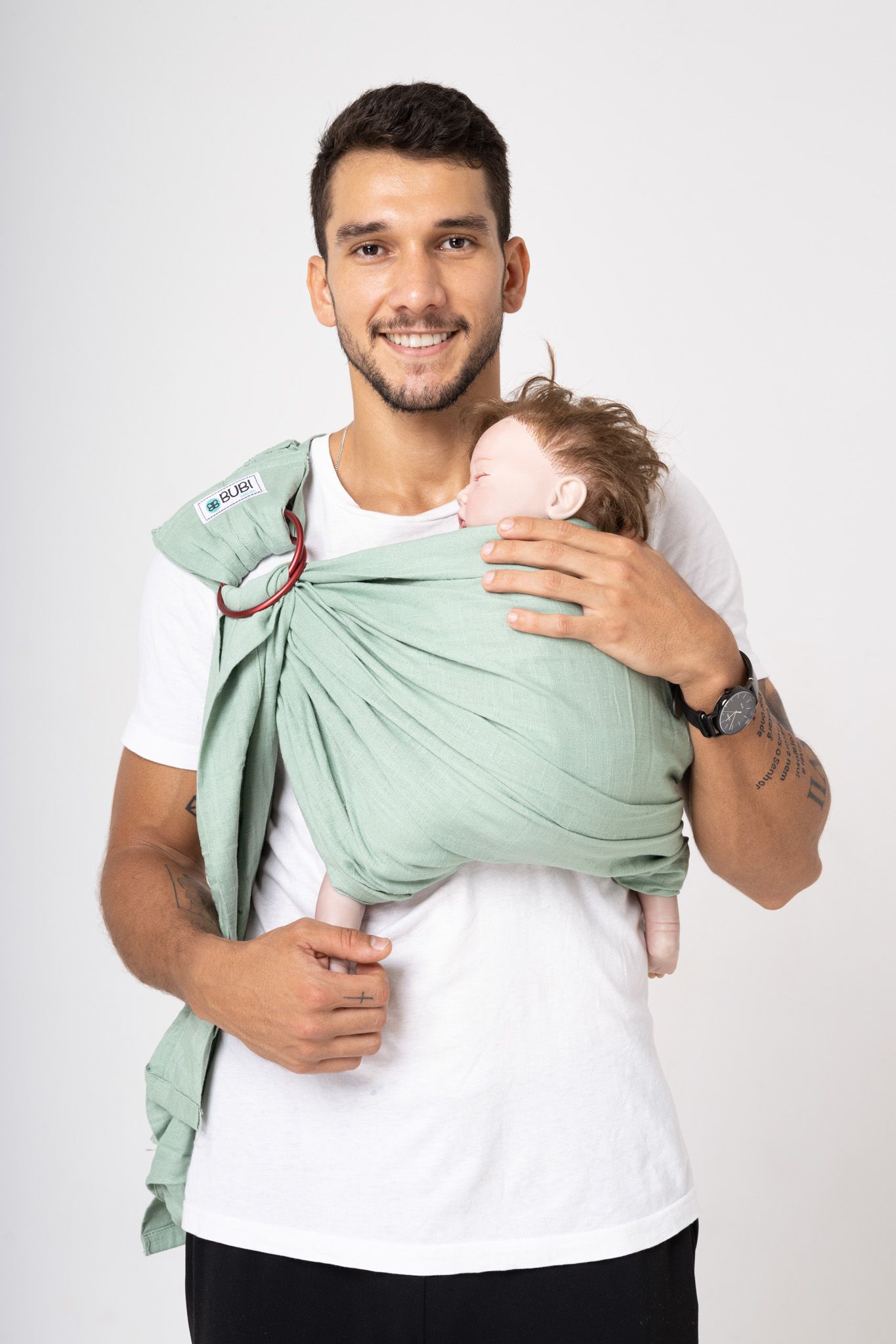 BUBI Ring Sling Gen 1 - Xanh trời - Linen cotton