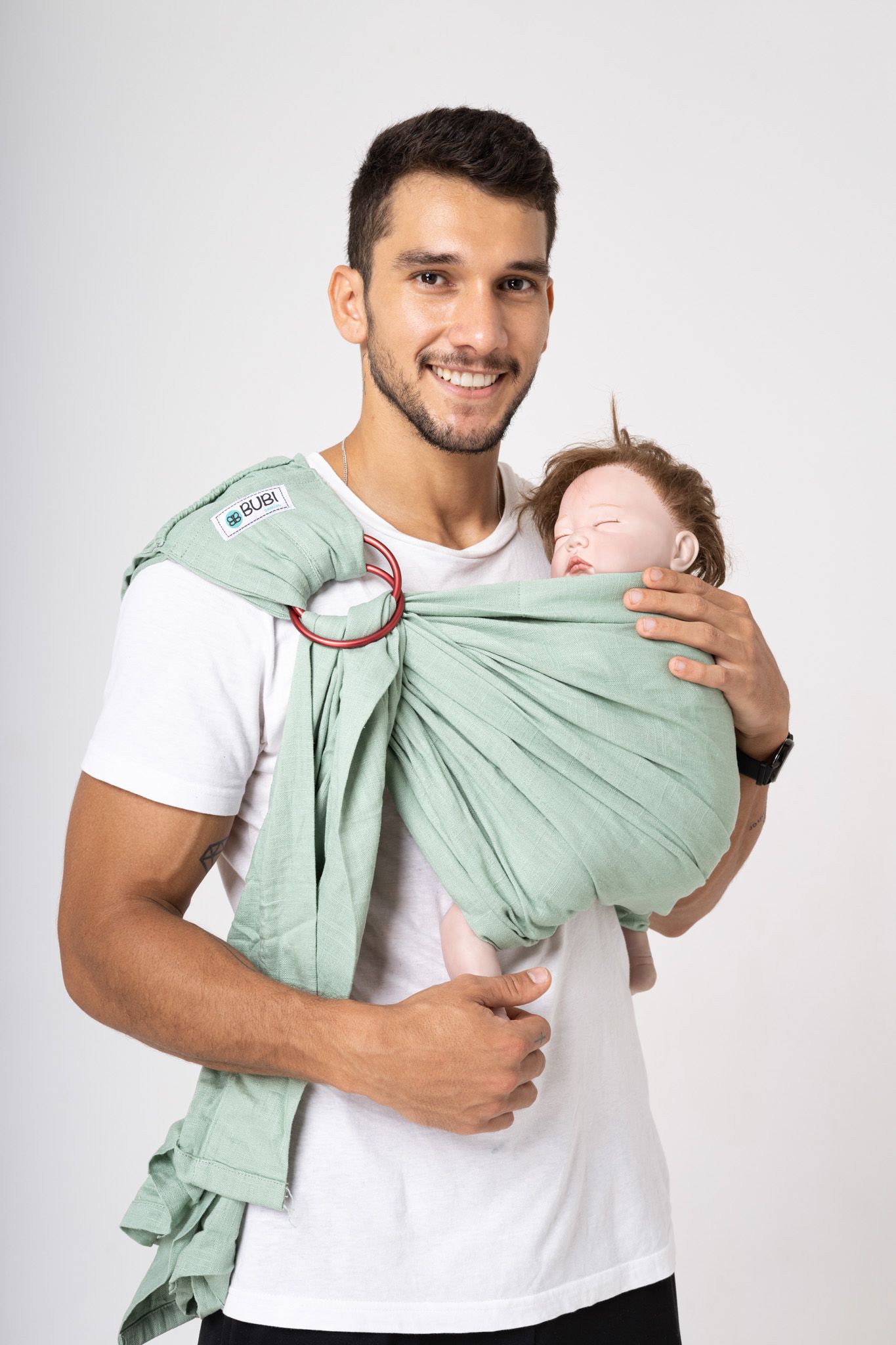 BUBI Ring Sling Gen 1 - Xanh trời - Linen cotton