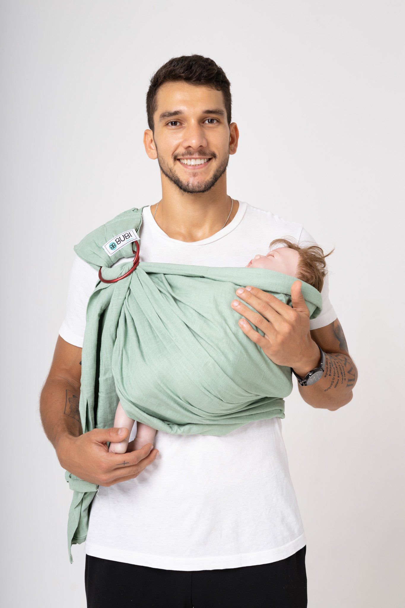  BUBI Ring Sling Gen 1 - Xanh trời - Linen cotton 