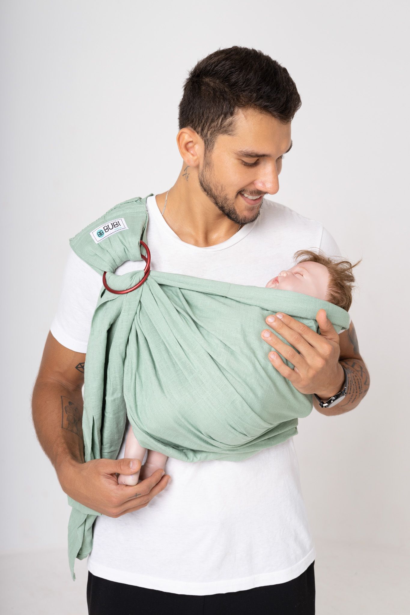 BUBI Ring Sling Gen 1 - Xanh trời - Linen cotton