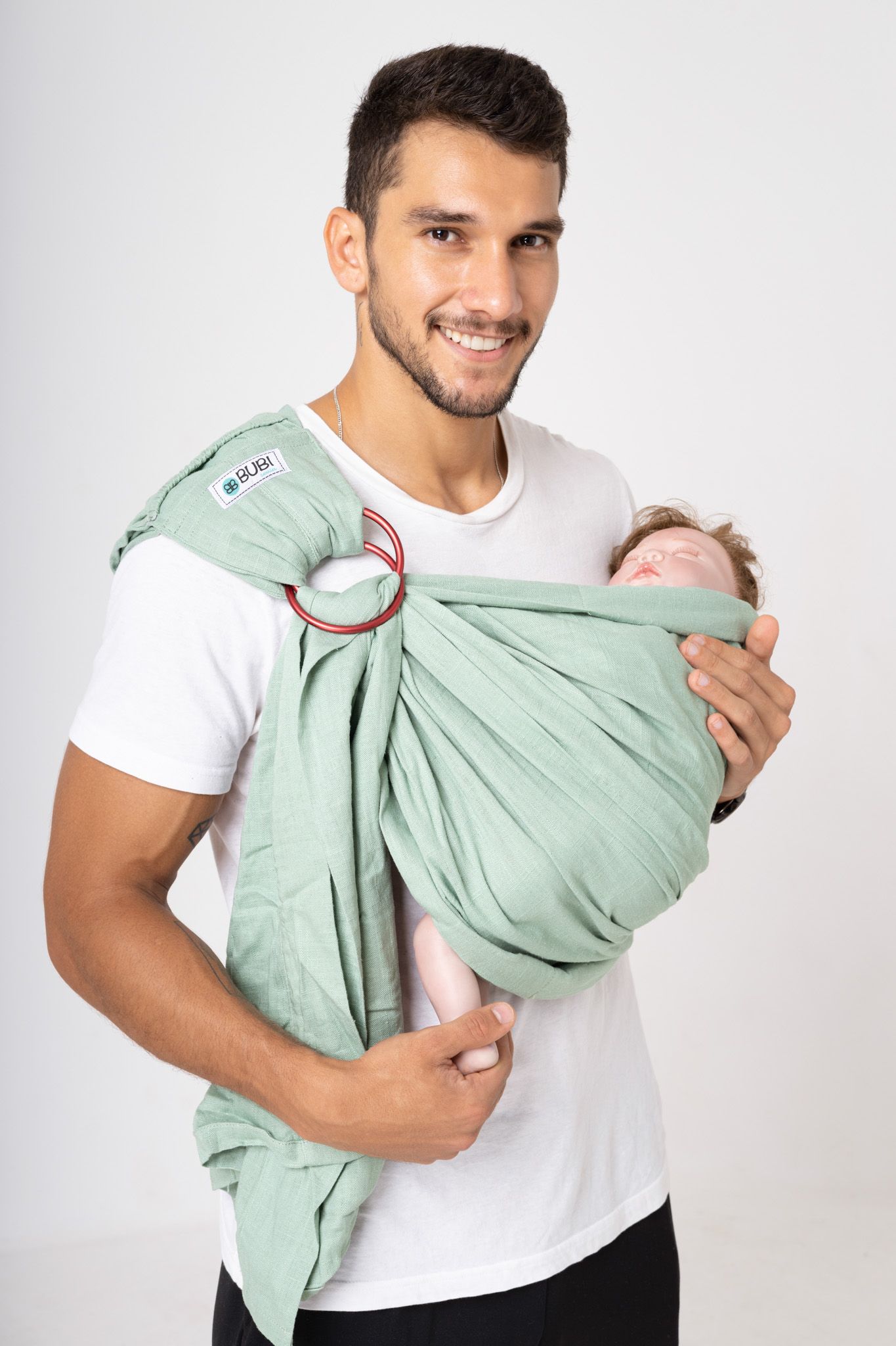 BUBI Ring Sling Gen 1 - Xanh trời - Linen cotton