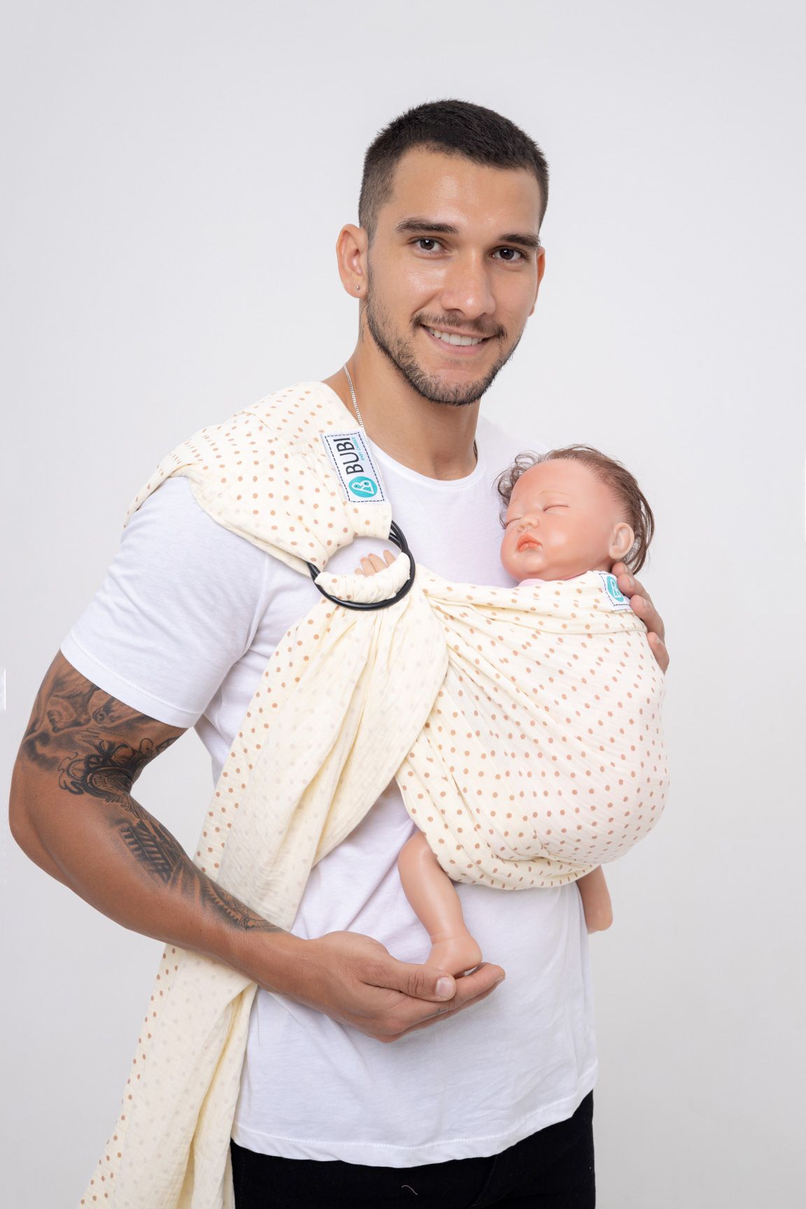 BUBI Ring Sling Gen 1 - Muslin Cotton - Chấm bi