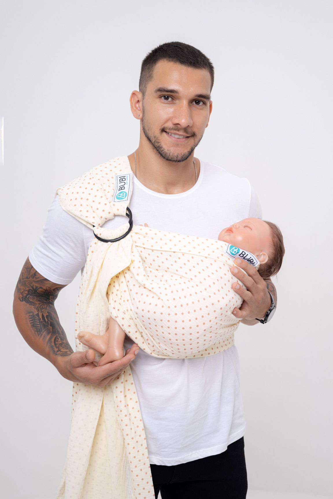 BUBI Ring Sling Gen 1 - Muslin Cotton - Chấm bi