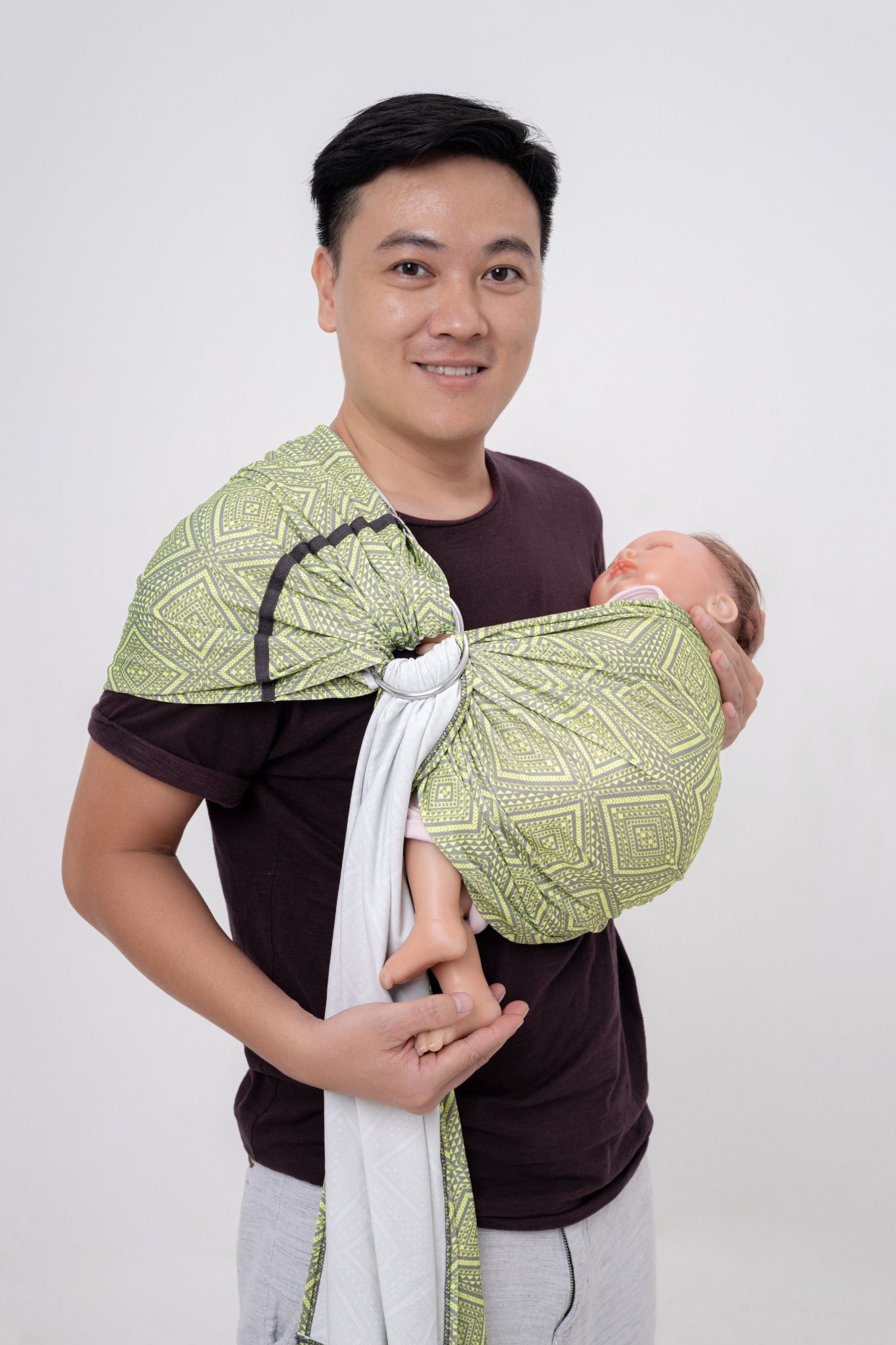  BUBI Ring Sling Gen 1 - Thun 4 chiều - Xanh lập thể 