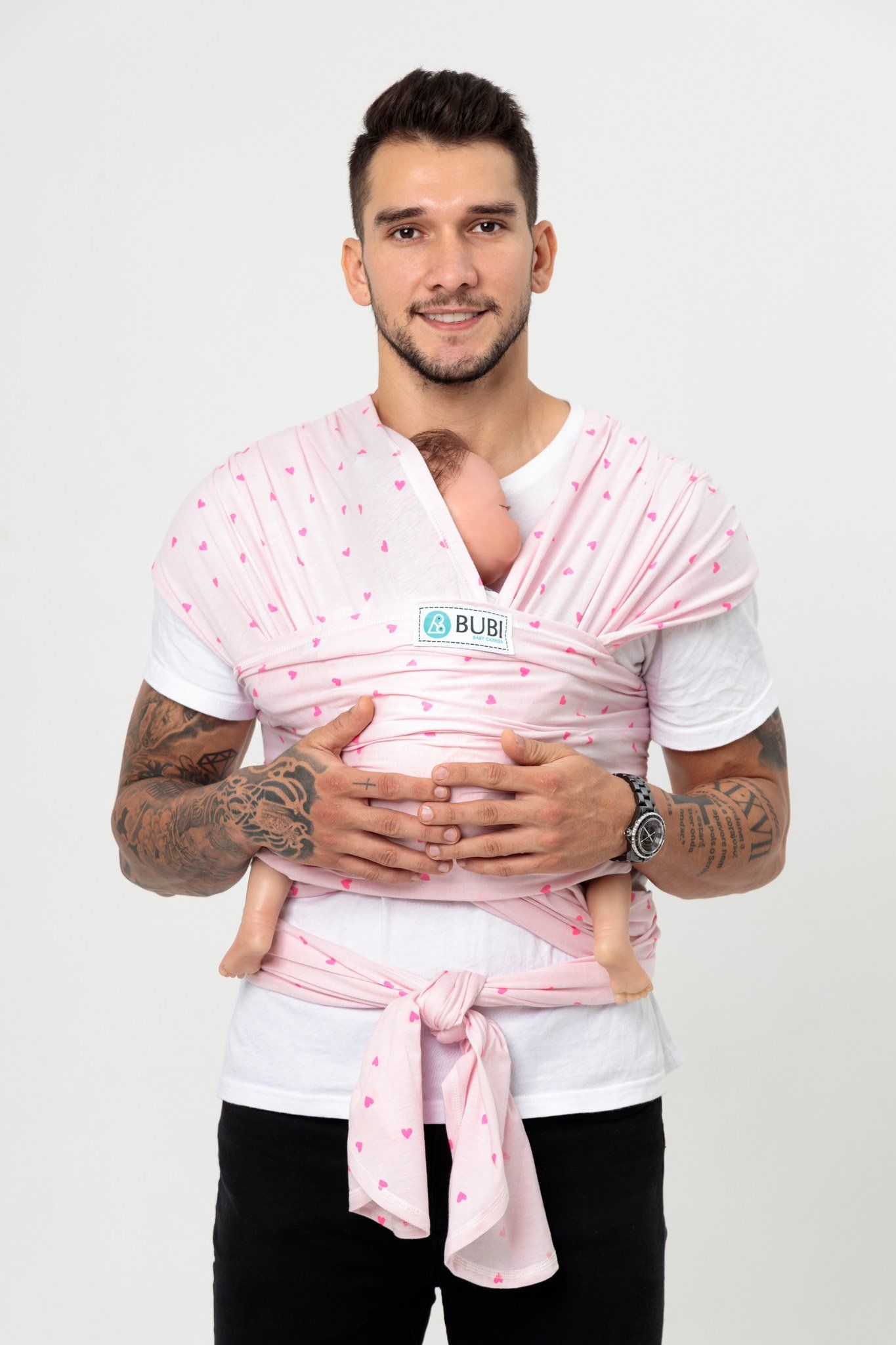 BUBI WRAP - Cotton - Hồng phấn tim