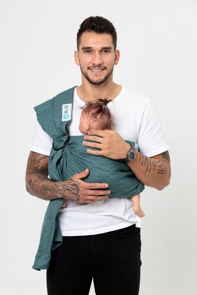  BUBI Ring Sling Gen 1 -  Lanh cotton - Xanh két 