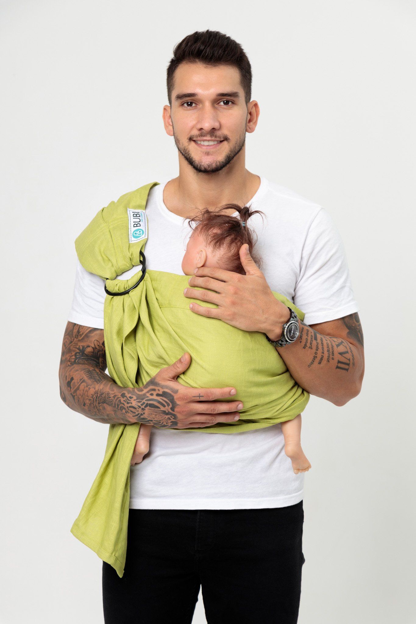 BUBI Ring Sling Gen 1 - Linen cotton - Xanh cốm