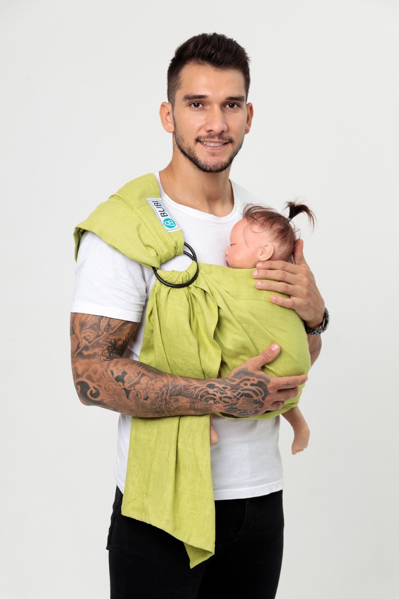  BUBI Ring Sling Gen 1 - Linen cotton - Xanh cốm 