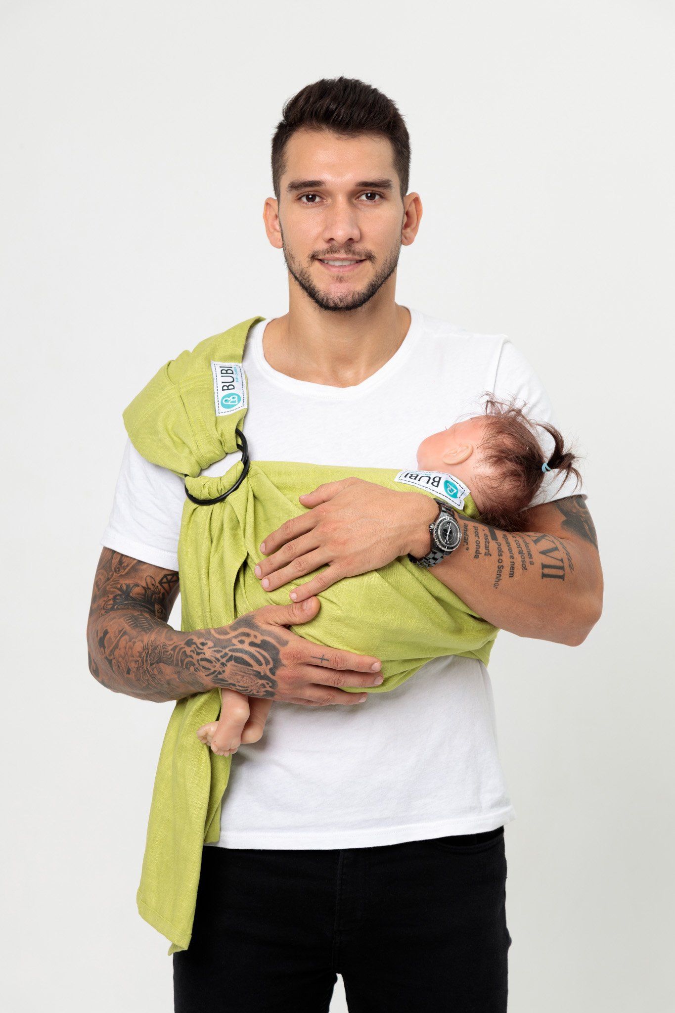  BUBI Ring Sling Gen 1 - Linen cotton - Xanh cốm 