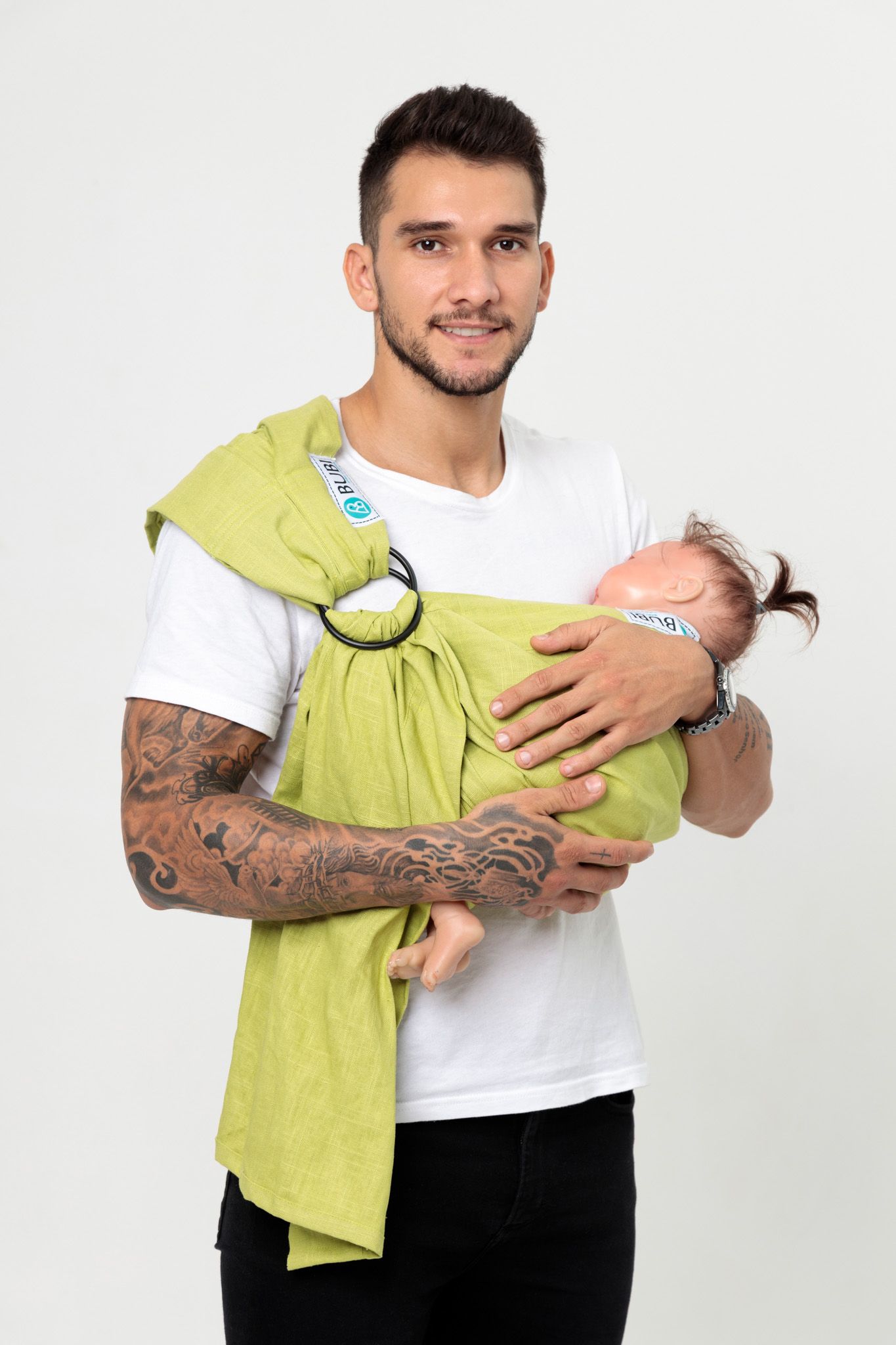  BUBI Ring Sling Gen 1 - Linen cotton - Xanh cốm 