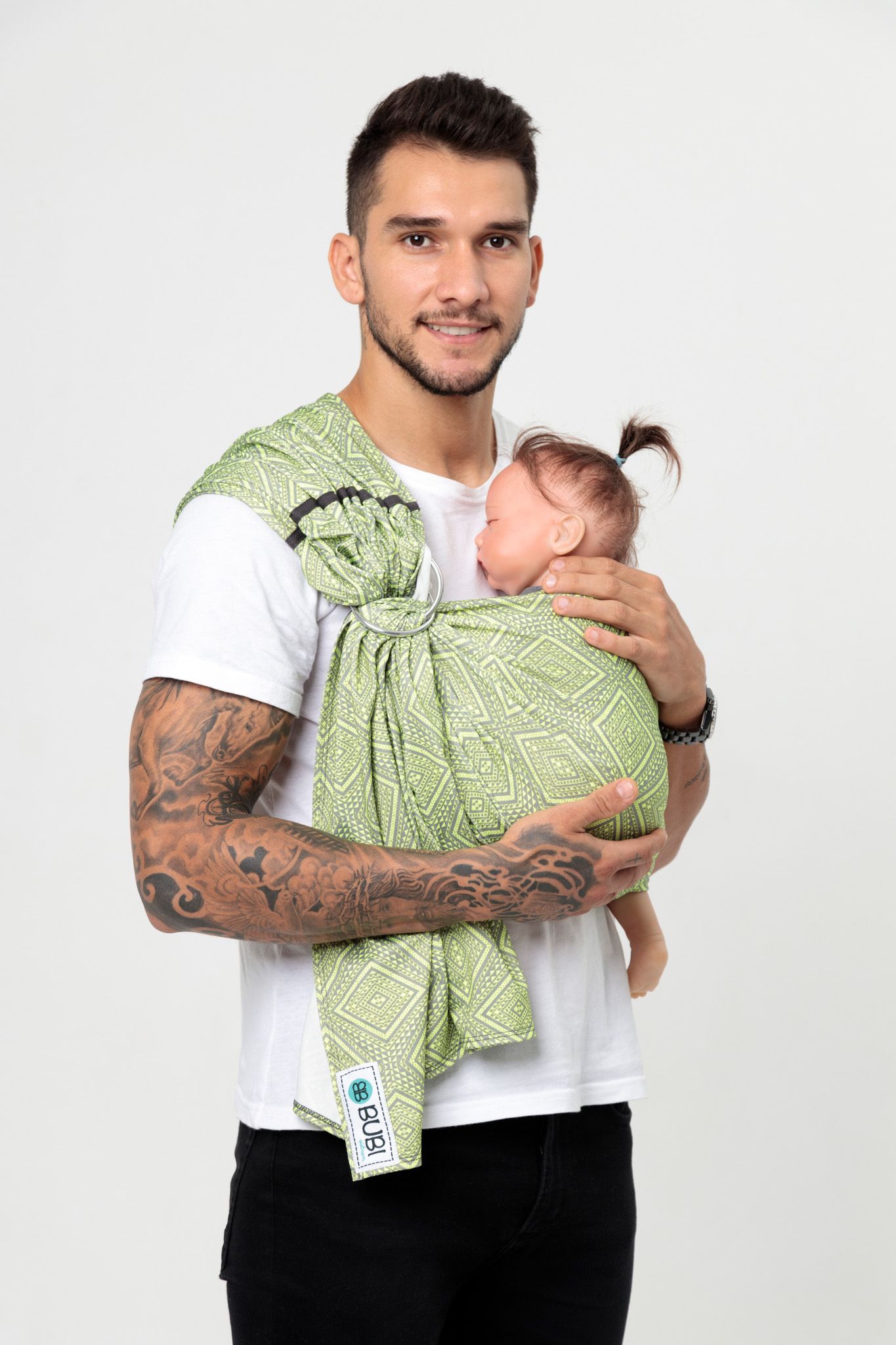 BUBI Ring Sling Gen 1 - Thun 4 chiều - Xanh lập thể
