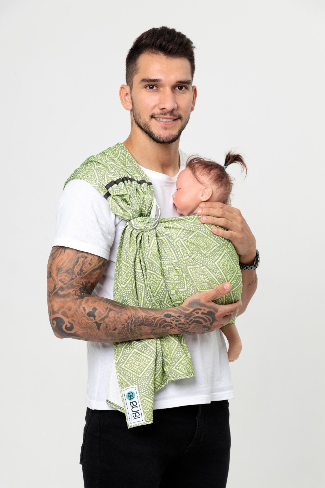  BUBI Ring Sling Gen 1 - Thun 4 chiều - Xanh lập thể 