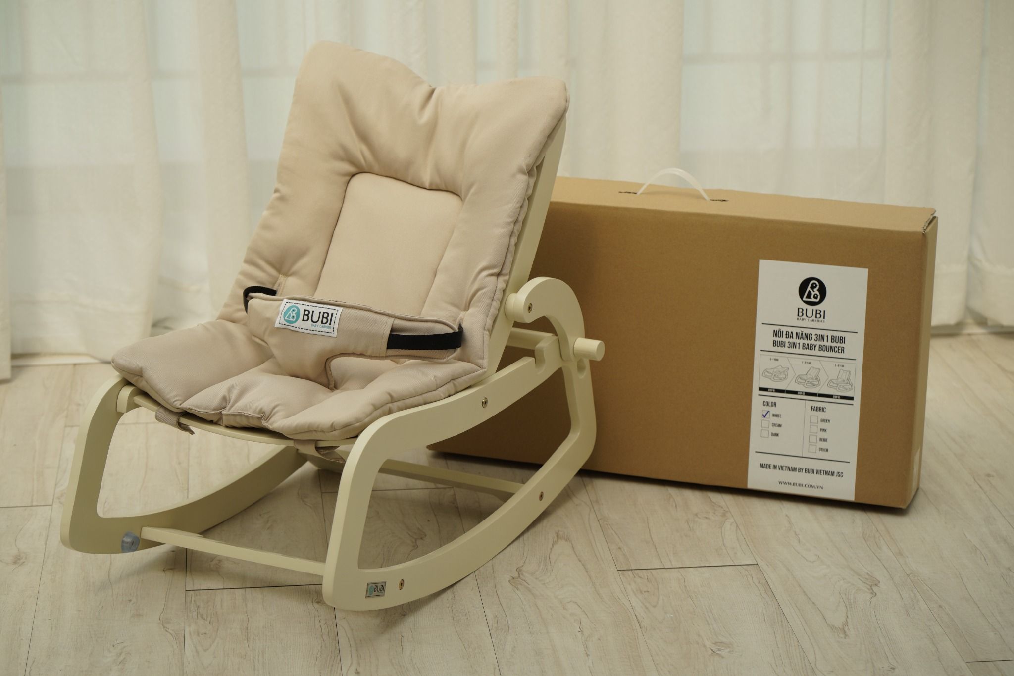  BUBI Bouncer - Cream Frame w Beige Top 