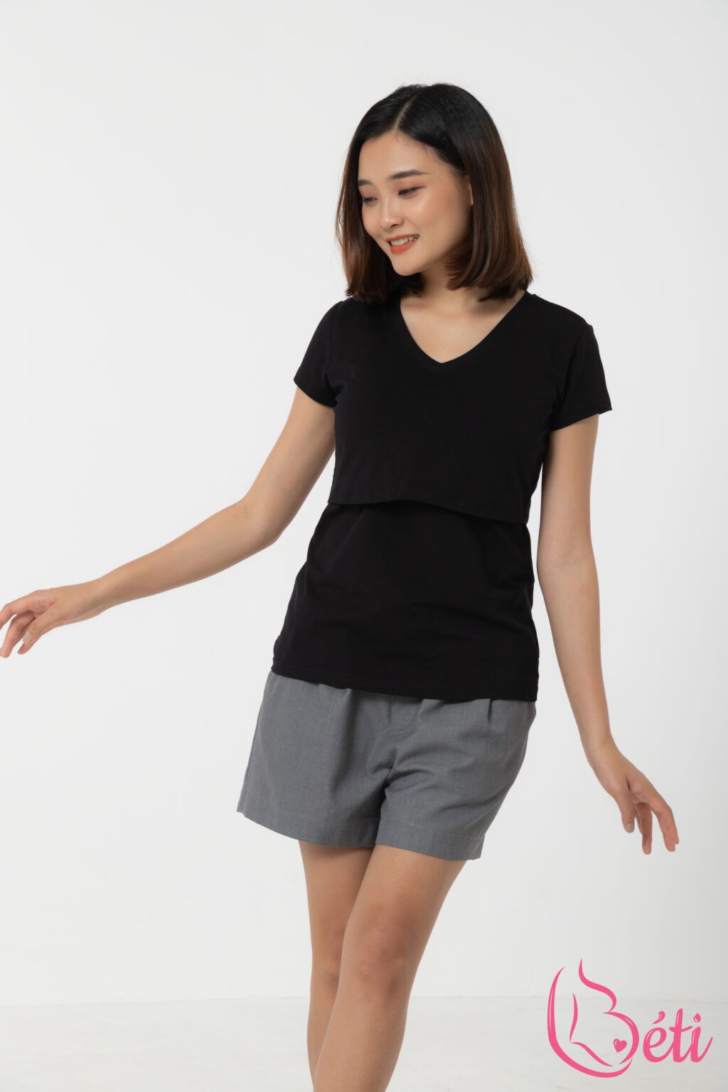 Áo Ngắn Tay Cổ Tim – ANT03D