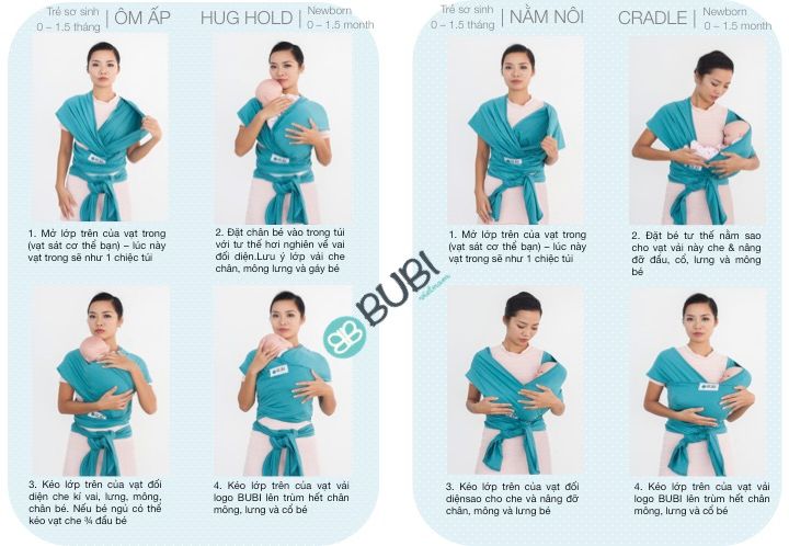 ĐỊU VẢI BUBI WRAP - CÁCH SỬ DỤNG