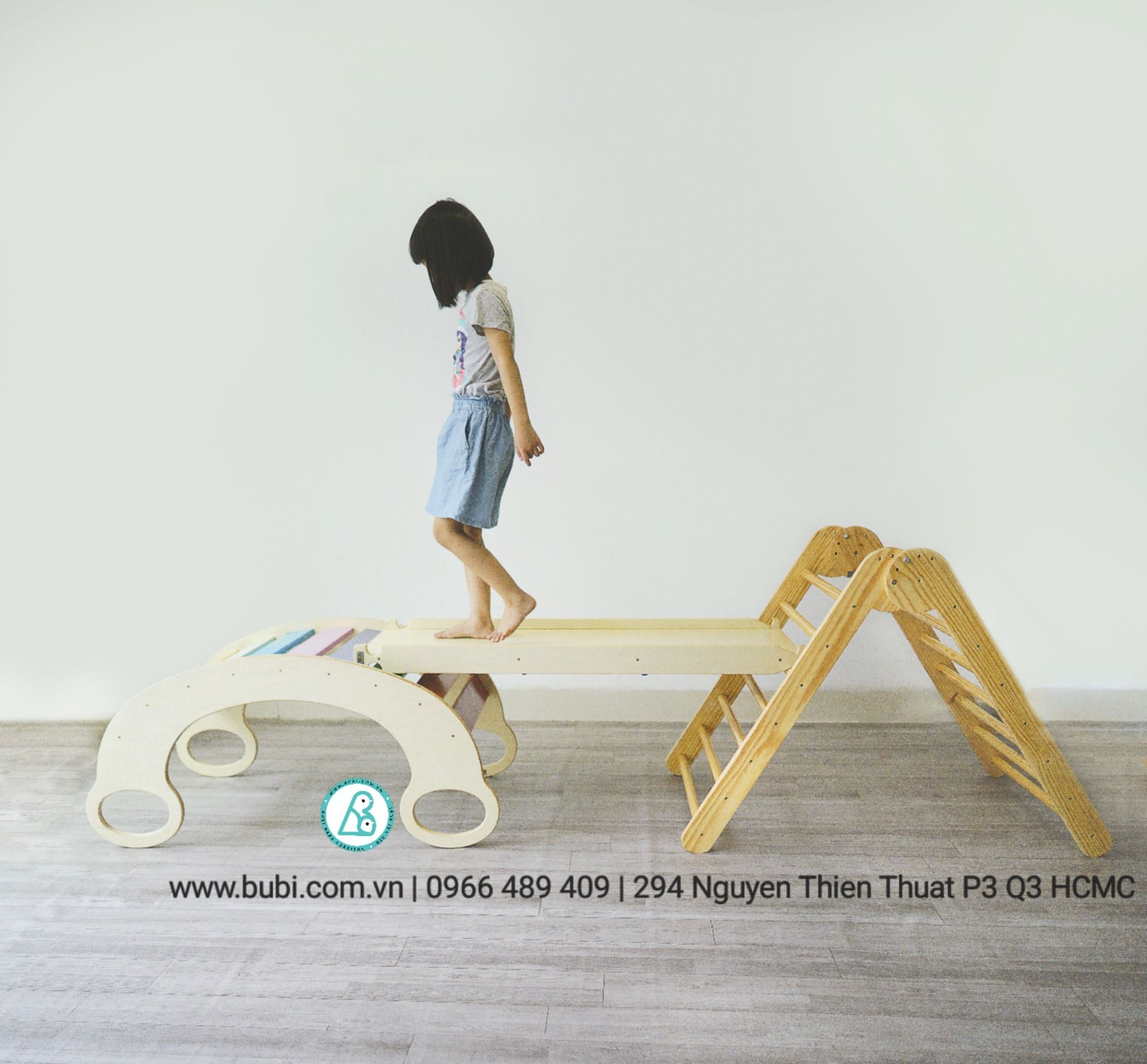 Bộ thang leo trèo kèm ván trượt và bập bênh