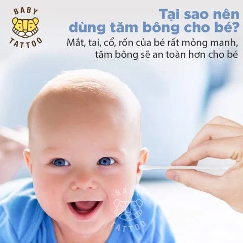  E.M Combo 3 Hộp Tăm Bông BABY TATTOO Đầu Bông Mini 