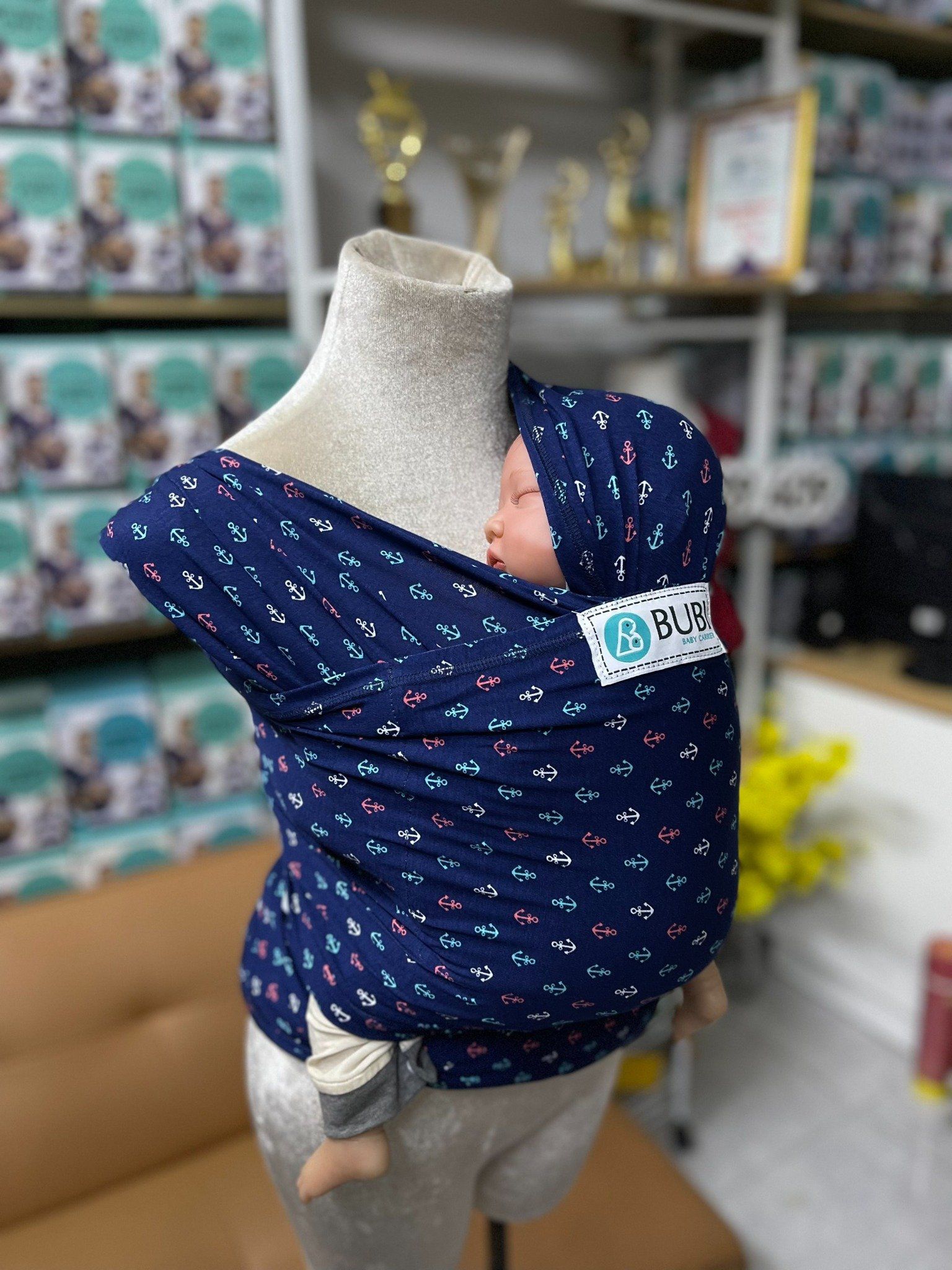  BUBI WRAP - Cotton - Xanh họa tiết 