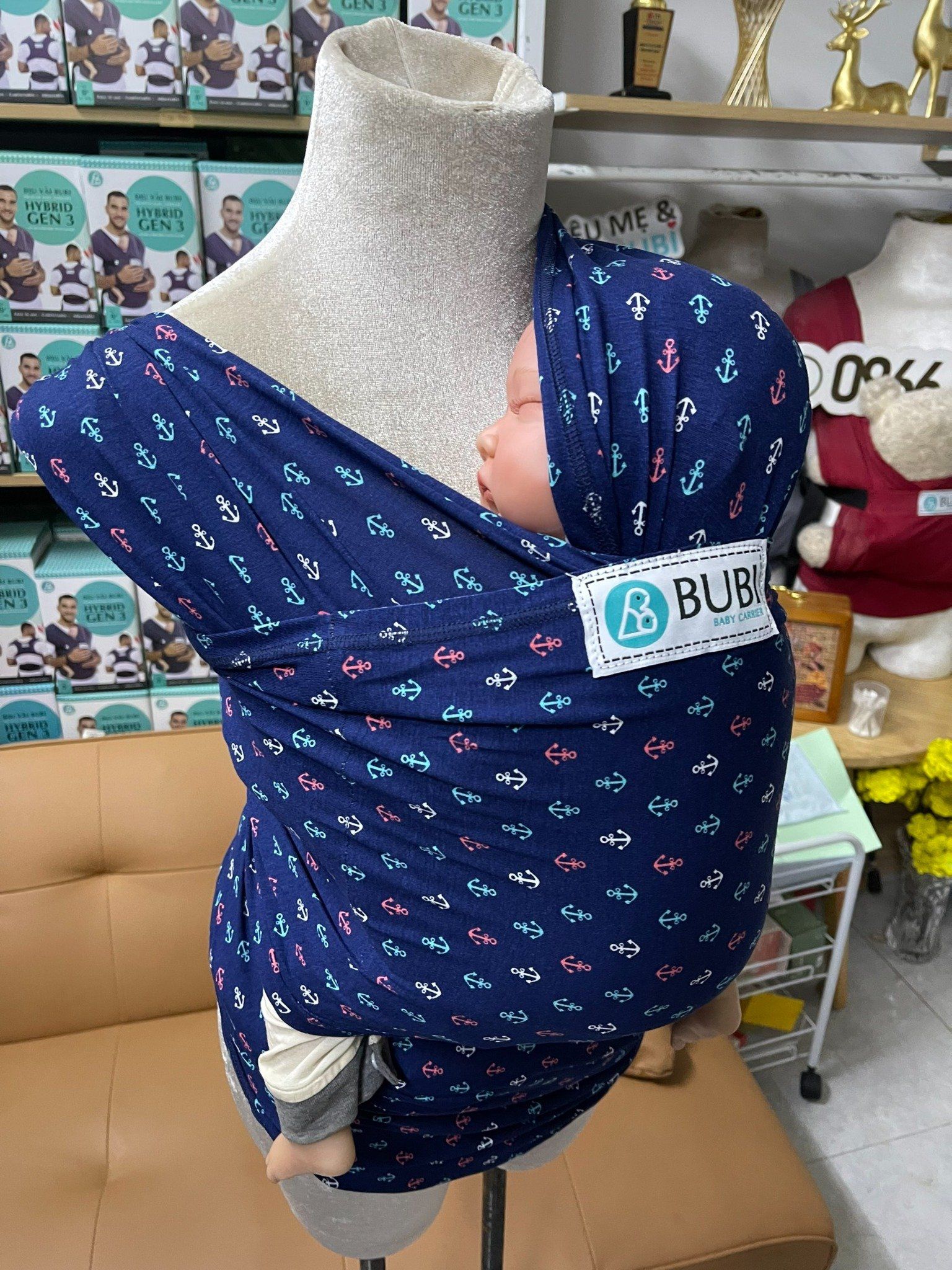  BUBI WRAP - Cotton - Xanh họa tiết 