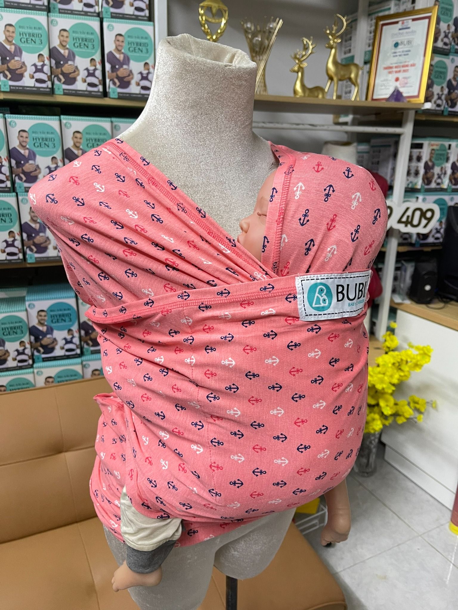 BUBI WRAP - Cotton - Hồng họa tiết