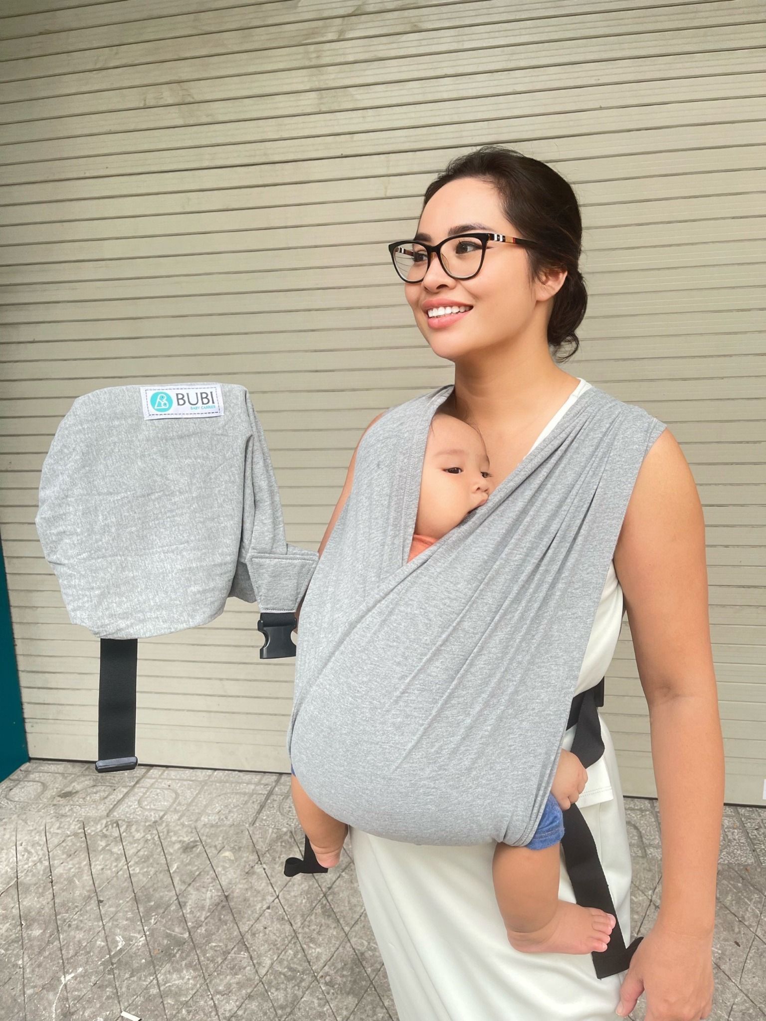 BUBI Sling Gen 2 Plus - Cotton - Xám tiêu